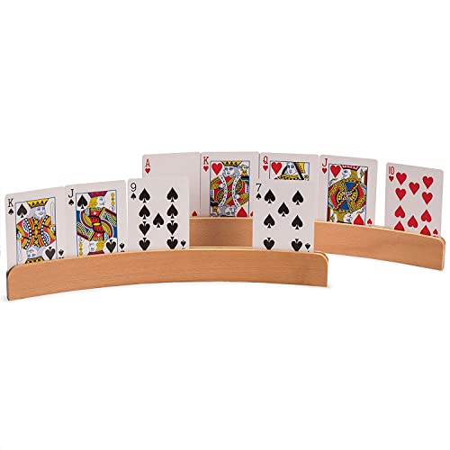 KangBaz 2 Stück Holz Freisprech Pokerhalter-Kinder Spielkartenständer-Senioren Kartenhalter，Für Jugend, ältere Menschen und Erwachsene von KangBaz