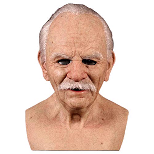 Halloween Old Man Mask, The Elder Old Man Kopfbedeckung Realistische Silikon Maskerade Vollkopf Tricky Requisiten Halloween Kopfschmuck Echte menschliche Horror Perücke Party Requisiten Kopfbedeckung von Kangmeile