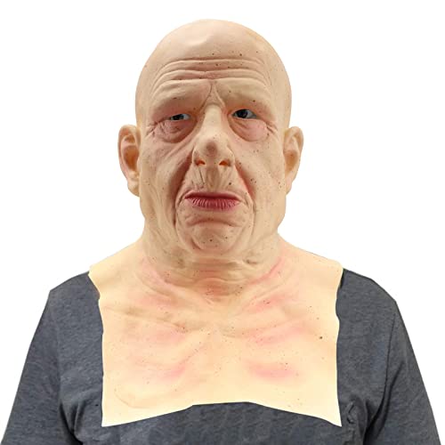 Halloween Old Man Maske, The Ältere Old Man Kopfbedeckung Realistische Silikon Maskerade Vollkopf knifflige Requisiten Halloween Kopfschmuck Real Human Horror Perücke Party Requisiten Kopfbedeckung von Kangmeile