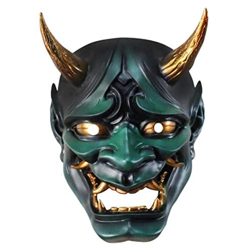 Kangmeile Demon Prajna Samurai Mask Devil Grimace Ghost of Tsushima Hannya Cosplay Halloween Costume (Green) von Kangmeile