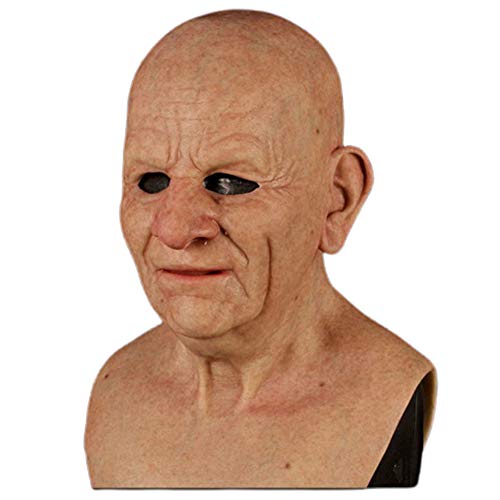 Maske für Herren und ältere Halloween, The Elder Old Man Kopfbedeckung, realistisch, Silikon, Maskerade, voller Kopf, Tricky Spitzen, Halloween-Kopfbedeckung, Horror-Perücke, echte Partyspitzen von Kangmeile