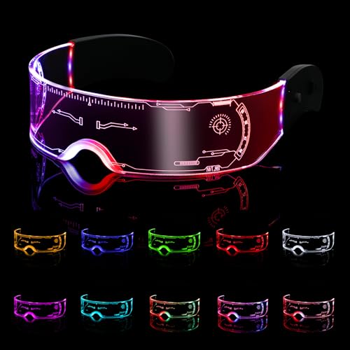 Kangtaixin Cyberpunk LED Brille – Leuchtende Partybrille mit 7 Farben & 4 Modi, Neon-Brille für Rave, Karneval, Halloween, Bar & Musikfestival – Coole LED-Brille für Festivals & Events von Kangtaixin