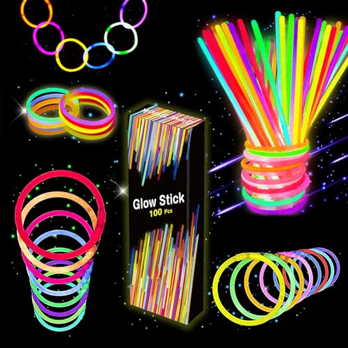 Knicklichter Leuchtstäbe - 100 Knicklichter Party Set für Kinder mit 100 Verbinder Leuchtende Armbänder Halsketten für Neon Party Knicklichter Leuchtstäbe - 100 Knicklichter Party Set für Kinder mit 100 Verbinder Leuchtende Armbänder Halsketten für Neon Party von Kangtaixin