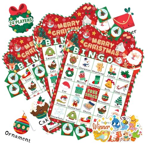 Kanoauo Christmas Bingo Spiel | Weihnachtsfest Bingospiele Für Kinder - Tragbarer Kartensatz Partyspiel Für Kinder Jugendliche Anfänger Reisen Karneval Schule Klassenraum Indoor Kanoauo Christmas Bingo Spiel | Weihnachtsfest Bingospiele Für Kinder - Tragbarer Kartensatz Partyspiel Für Kinder Jugendliche Anfänger Reisen Karneval Schule Klassenraum Indoor von Kanoauo