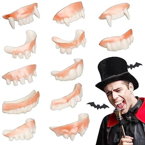 Kanoauo Vampirzähne - Kostüm Zähne - 12 Stück waschbare gruselige Zahnprothese für Maskerade Streich Accessoires und Kostümparty von Kanoauo