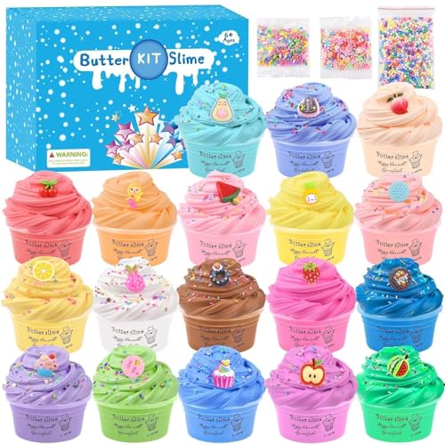 18 Stück superweiche, flauschige Butterschleim-Set, mit Süßigkeiten, Eiscreme, Obst, süßem Schleim, lustige Charms 18 Stück superweiche, flauschige Butterschleim-Set, mit Süßigkeiten, Eiscreme, Obst, süßem Schleim, lustige Charms von Kaoerdce