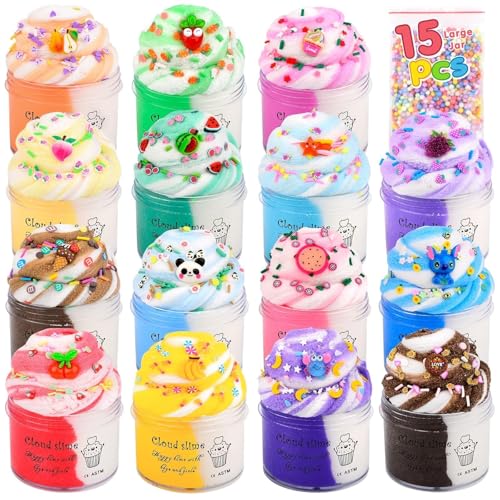 15 Pack Fluffy Cloud Slime Kit with Blue Cake Fruits and Pink Charms, Valentine's Day Birthday Party Favor, Scented Bulk Slime Supplies for Girls and Boys, Easter Stress Relief Toy for Kids 4-12 15 Pack Fluffy Cloud Slime Kit with Blue Cake Fruits and Pink Charms, Valentine's Day Birthday Party Favor, Scented Bulk Slime Supplies for Girls and Boys, Easter Stress Relief Toy for Kids 4-12 von Kaoerdce