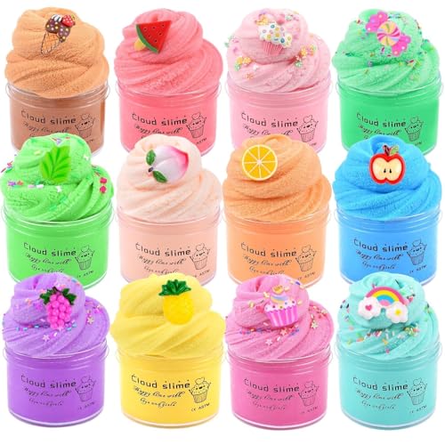 Superflauschiger Schleim, 12 Stück, Premium-Wolken-Schleim-Set, mit Süßigkeiten-Eiscreme, niedlichen Schleim-Anhängern Superflauschiger Schleim, 12 Stück, Premium-Wolken-Schleim-Set, mit Süßigkeiten-Eiscreme, niedlichen Schleim-Anhängern von Kaoerdce