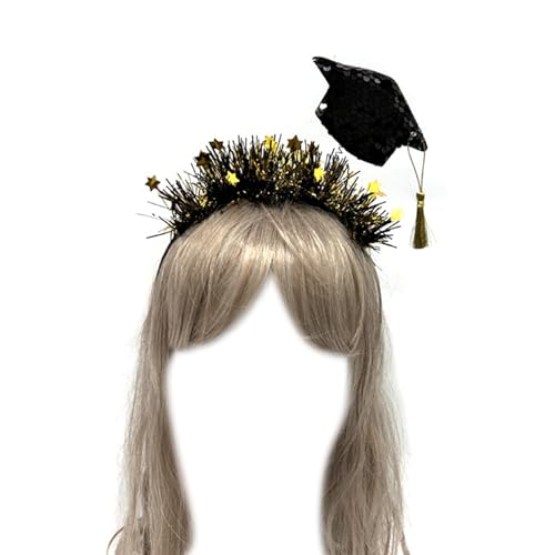 Kaohxzklcn Schulstudenten-Abschlusshut, Kopfbedeckung, Lametta, Kopfbedeckung, Bachelor-Hut, Universitätsabschluss, Haarreif, Stirnbänder 2024 von Kaohxzklcn