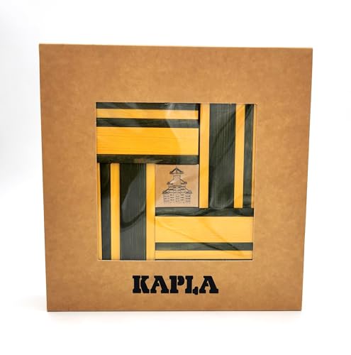 Kapla BUCH UND FARBEN SET 40 Plättchen in 2 verschiedenen Farben und ein Kunstband Gelb/Grün von KAPLA