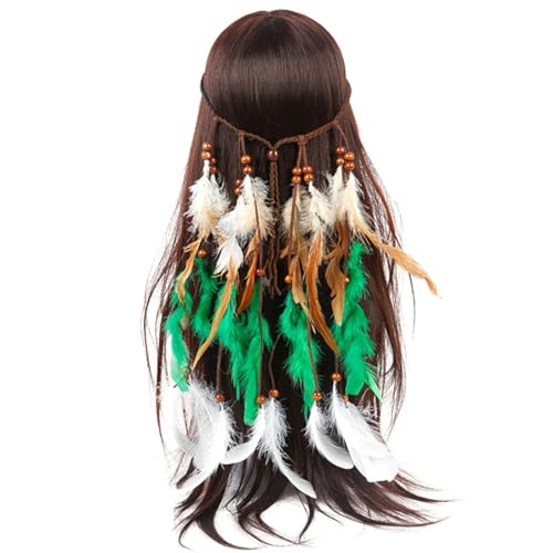 Kapmore Elegantes, handgefertigtes Damen-Stirnband mit Kunstfedern: ethnisch, leicht, für Mädchen, Festival, Neuheit, dekorativer Kopfschmuck von Kapmore
