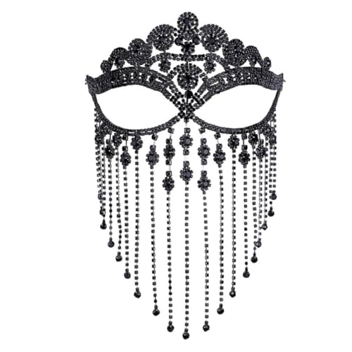 Kapmore Halloween-Maskerade-Strass-Schleier mit Quaste, Gesichtskette, Schmuck für Party-Events von Kapmore
