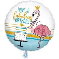 Folienballon Happy Birthday Flamingo, Ø 35cm Folienballon Happy Birthday Flamingo, Ø 35cm von Karaloon GmbH