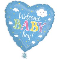 Folienballon in Herzform, Welcome Baby Boy, 38cm x 39cm Folienballon in Herzform, Welcome Baby Boy, 38cm x 39cm von Karaloon GmbH