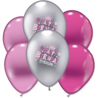 Happy Birthday Prinzessin Luftballons, 6 Stk, pink & silber, Ø 30cm Happy Birthday Prinzessin Luftballons, 6 Stk, pink & silber, Ø 30cm von Karaloon