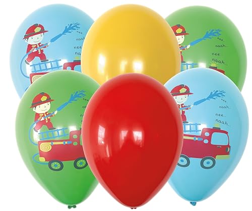Karaloon 30106-30 Luftballons Feuerwehr I 30 x Luftballons bunt 28-30 cm I Luftballons Geburtstag Party I Nachhaltige Naturkautschuk Helium Ballons von Karaloon