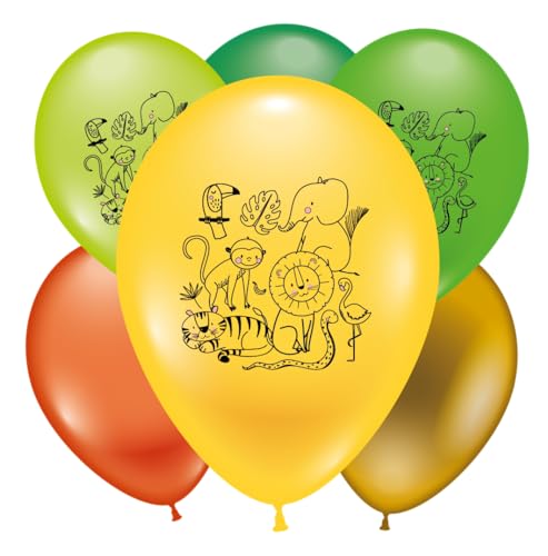 30 Luftballons bunt sortiert bedruckt Dschungelparty, 28-30 cm/11 inch von Karaloon