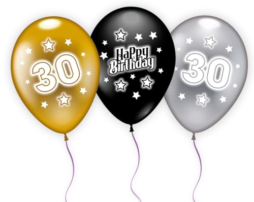 6 Ballons Happy Birthday "30" von Karaloon