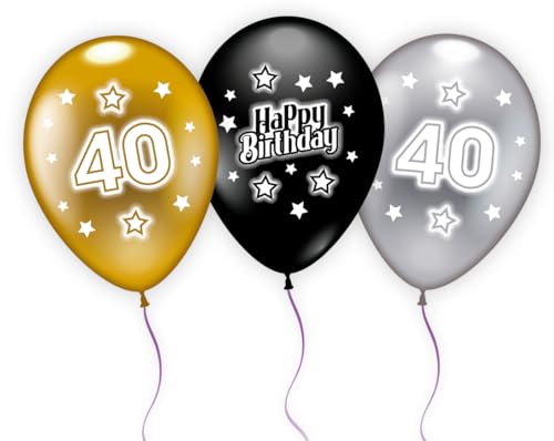 6 Ballons Happy Birthday "40" von Karaloon