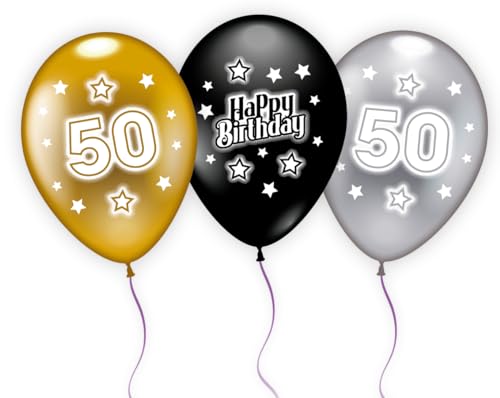 6 Ballons Happy Birthday "50" von Karaloon