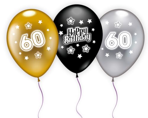 6 Ballons Happy Birthday "60" von Karaloon