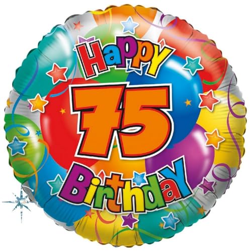 Karaloon F81075P Folienballon Geburtstag Happy Birthday 75 I 45cm I Mit holografischem Effekt verschönern die Helium Luftballons Geburtstag & Jubiläum Karaloon F81075P Folienballon Geburtstag Happy Birthday 75 I 45cm I Mit holografischem Effekt verschönern die Helium Luftballons Geburtstag & Jubiläum von Karaloon