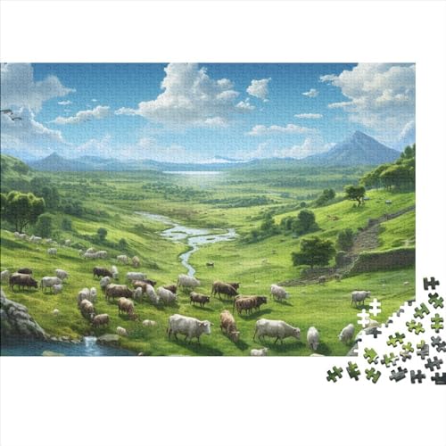 Cattle 1000 Pieces Puzzle for Adults Teenagers Unique Gift DIY Kit Mental Exercise Puzzle for Children and Adult Gifts Home Decor 1000pcs (75x50cm) von KarfRi