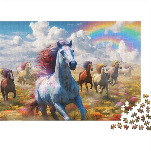 Horses 1000 Pieces Puzzle for Adults Teenagers Wooden ToyGift DIY Kit Mental Exercise Puzzle for Children and Adult Gifts Home Decor 1000pcs (75x50cm) von KarfRi