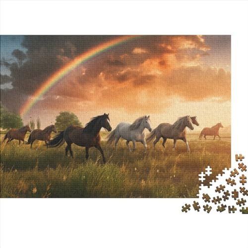 Horses 1000 Pieces Puzzle for Adults and Children from 14 Years Unique Gift DIY Kit Family Puzzle for Children and Adult Gifts Home Decor 1000pcs (75x50cm) von KarfRi