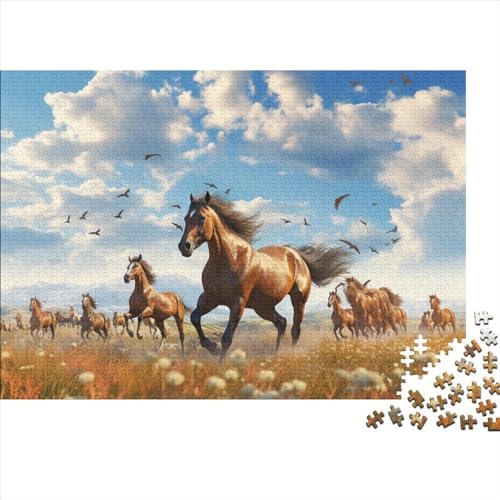Horses 1000 Pieces Puzzle for Adults and Children from 14 Years Unique Gift DIY Kit Mental Exercise Puzzle for Children and Adult Gifts Home Decor 1000pcs (75x50cm) von KarfRi