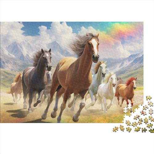 Horses 1000 Pieces Puzzle for Adults and Children from 14 Years Wooden ToyGift DIY Kit Relaxation Puzzle Games for Children and Adult Gifts Home Decor 1000pcs (75x50cm) von KarfRi