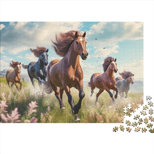 Horses 1000 Pieces Puzzles for Adults and Children from 14 Years Wooden ToyGift DIY Kit Relaxation Puzzle Games for Children and Adult Gifts Home Decor 1000pcs (75x50cm) von KarfRi