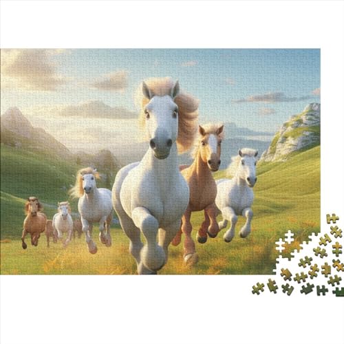 Horses 1000 Pieces Puzzles for Adults and Children from 14 Years Wooden ToyGift DIY Kit Relaxation Puzzle Games for Children and Adult Gifts Home Decor 1000pcs (75x50cm) von KarfRi
