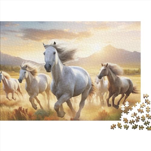 Horses 1000 Pieces Puzzles for Adults and Children from 14 Years Wooden ToyGift DIY Kit Relaxation Puzzle Games for Children and Adult Gifts Home Decor 1000pcs (75x50cm) von KarfRi