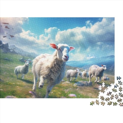 Sheep Puzzle 1000 Pieces for Adults and Children from 14 Years Unique Gift DIY Kit Relaxation Puzzle Games for Children and Adult Gifts Home Decor 1000pcs (75x50cm) von KarfRi