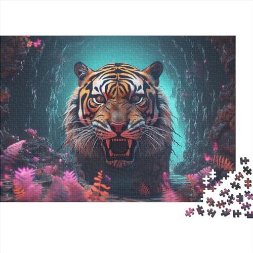 Tiger 1000 Pieces Puzzle for Adults and Children from 14 Years Unique Gift DIY Kit Relaxation Puzzle Games for Children and Adult Gifts Home Decor 1000pcs (75x50cm) von KarfRi