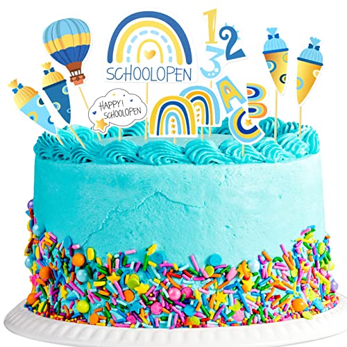 23 Stück Schulanfang Tortendeko, Einschulung Deko Tortendeko Einschulung Cake Topper Schulkind Kuchen Deko Schulanfang Deko Torte Cake Topper Schulanfang Zuckertüte Kuchen für Junge 1. Schultag Deko von Karjiaja