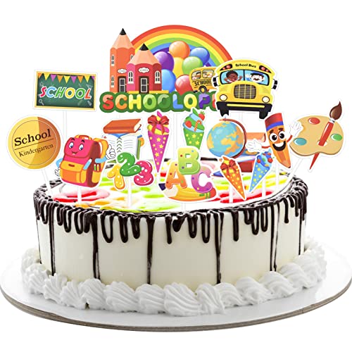 23 Stück Tortendeko Einschulung, Schulanfang Tortendeko Cupcake Topper Deko Cupcake Deko Set Einschulung Deko Tortendeko Schulanfang Party Deko Schuleinführung Deko Kuchen für Kinder Schultag von Karjiaja