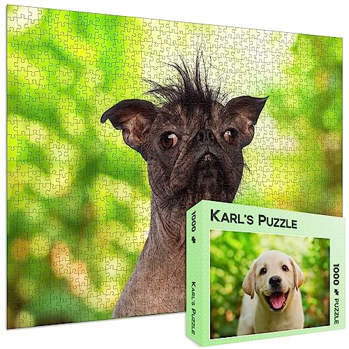 Scherzpuzzle Geschenk Welpe/Hund - 1000 Teile Puzzle mit falschem Kartonmotiv als lustige Geschenkidee, Scherzartikel oder Scherzgeschenk von Karl's Puzzle