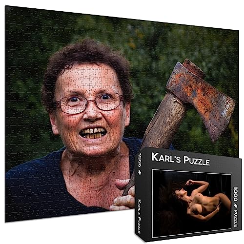 Scherzpuzzle Geschenk sexy Frau - 1000 Teile Puzzle mit falschem Kartonmotiv als lustige Geschenkidee, Scherzartikel oder Scherzgeschenk von Karl's Puzzle