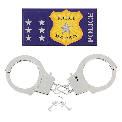 KarneLux Kinder Polizei Handschellen aus Metall - Polizei Ausrüstung Kostümzubehör inkl. Sticker Aufkleber - Spaß für Fasching, Karneval und Mottopartys - 22 cm KarneLux Kinder Polizei Handschellen aus Metall - Polizei Ausrüstung Kostümzubehör inkl. Sticker Aufkleber - Spaß für Fasching, Karneval und Mottopartys - 22 cm von KarneLux
