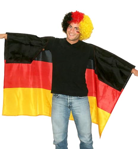 Fußball Klamotten Deutschland Kostüm Flagge als Poncho Cape Umhang Fan-Artikel Fußball EM WM schwarz rot Gold von Karneval-Klamotten
