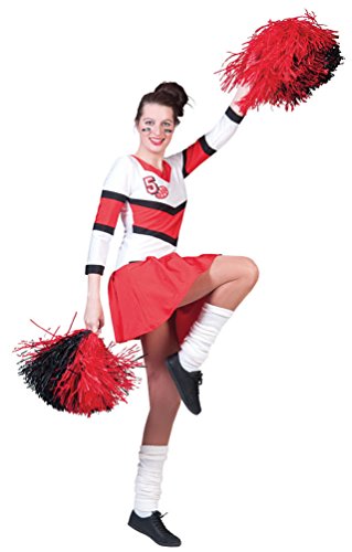 Karneval-Klamotten Cheerleader Kostüm Damen sexy rot-weiß Kleid Langarm Karneval Fasching von Karneval-Klamotten