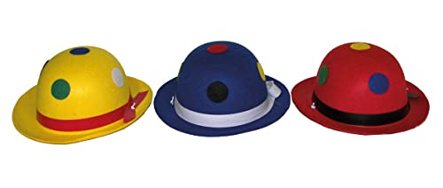 Karneval-Klamotten Clown Melone Mini Hut mit Punkte Zubehör Zirkus Karneval, Rot, Bunt von Karneval-Klamotten