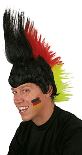 Karneval-Klamotten Deutschland Perücke schwarz rot Gold Fan-Artikel Deutschland-Perücke Irokese Luxus Herren Damen EM WM Herren Fußball von Karneval-Klamotten