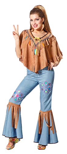 Karneval-Klamotten Flower Power Kostüm Damen Woodstock Poncho mit Jeans Schlaghose von Karneval-Klamotten