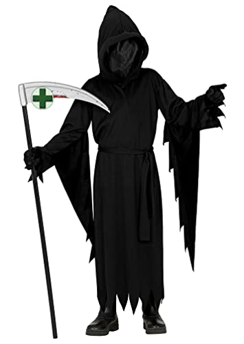 Karneval-Klamotten Kinderkostüm Sensenmann Halloween mit unsichtbarer Gesichtsmaske und Sense von Karneval-Klamotten