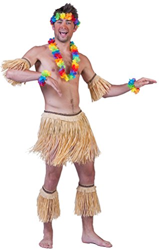 Karneval-Klamotten Kostüm Hawaii Set 5 TLG aus Bast Karneval Sommerparty Herrenkostüm Einheitsgröße von Karneval-Klamotten