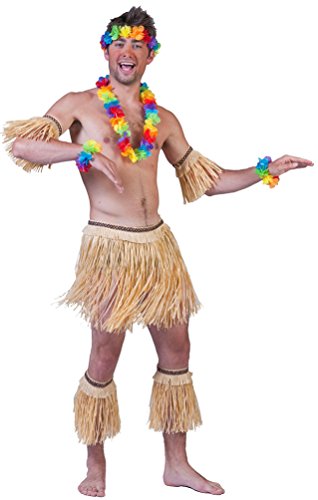 Karneval-Klamotten Kostüm Hawaii Set 5 Tlg aus Bast Karneval Sommerparty Herrenkostüm Einheitsgröße von Karneval-Klamotten