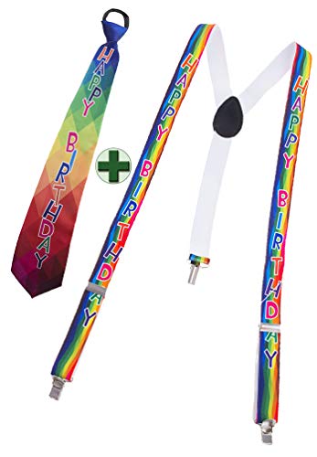 Karneval-Klamotten Krawatte Geburtstag mit Party Geburtstag Hosenträger Happy Birthday bunt Partyset Karneval-Klamotten Krawatte Geburtstag mit Party Geburtstag Hosenträger Happy Birthday bunt Partyset von Karneval-Klamotten